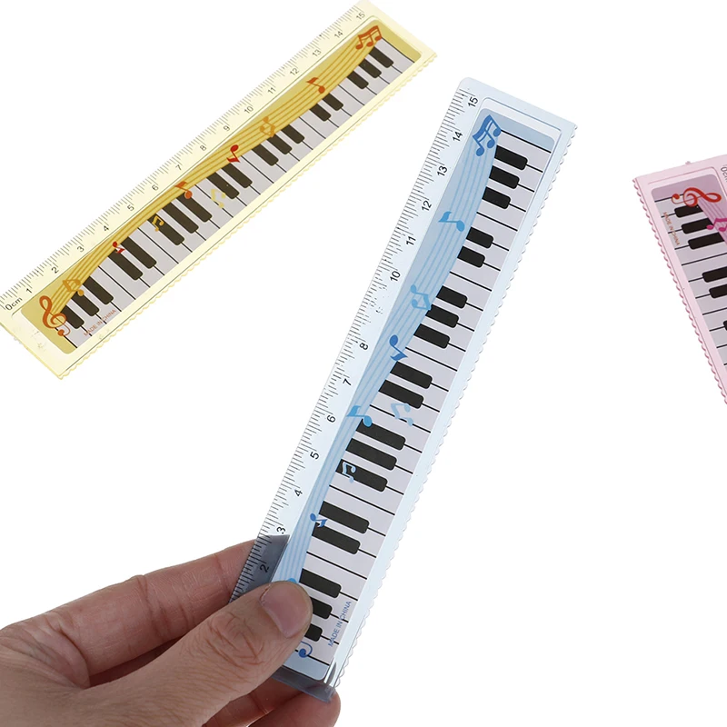 Hot 1Pcs Cute 15cm Musical Notes Piano Keyboard Plastic Straight Rulers Bookmark School Student Drawing Sketch Gift Stationery