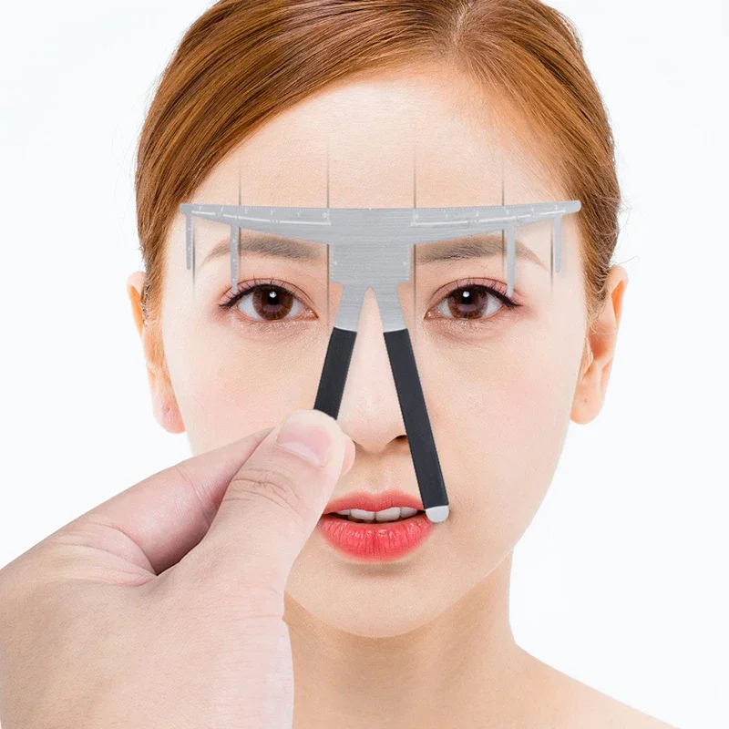 3-Point Positioning Eyebrow Ruler Stainless Steel Graduated Tattoo Art Embroidery Tool Balanced Brow Thrush Card with Brow Shape