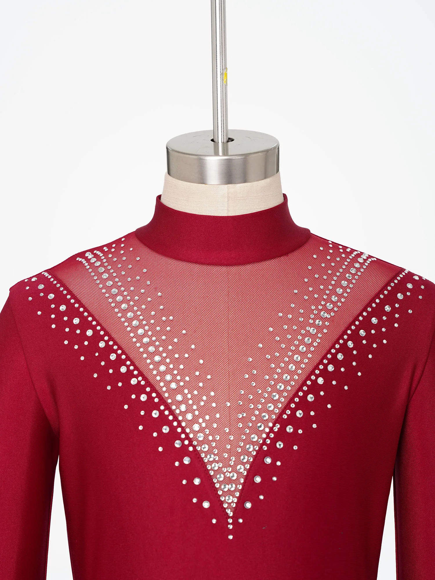 Children's Rhinestone Long Sleeve Yoga Gymnastics Bodysuit Jumpsuit for Boys Figure Skating Leotards Kids Ballet Dance Costume