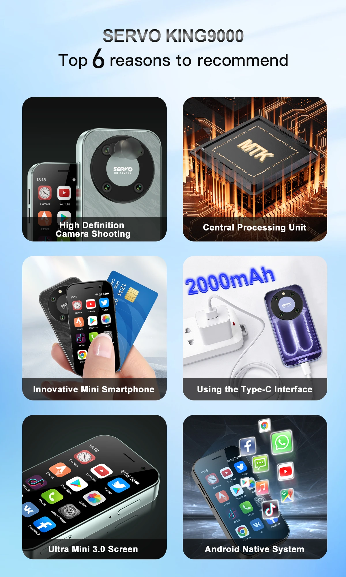 Global Version KING9000 4G Mini Smartphone 3.0" Dual SIM 16GB+2GB Android OS Google Play Original Small Mobile Phone Google Play