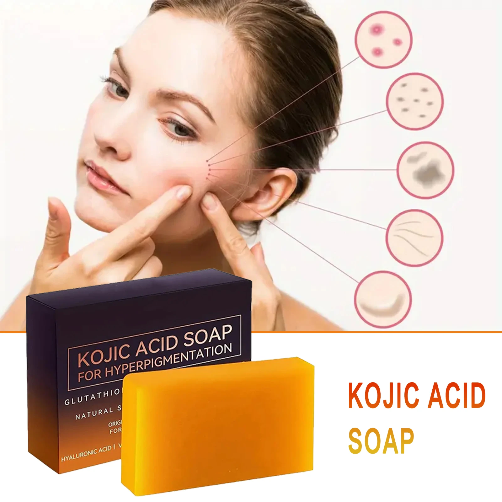 Kojic Acid Whitening Soap Remove Black Facial Soap Handmade Bleaching Acid Glycerin With Vitamin C Deep Cleaning for Body Care