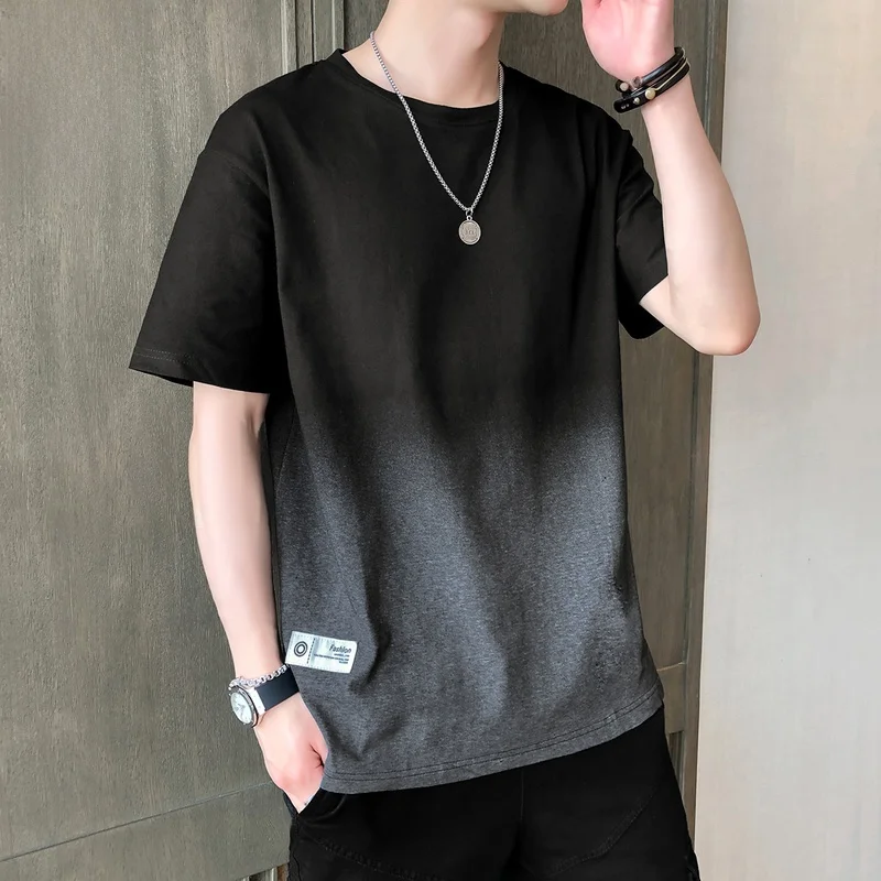 

Мужская футболка из чистого хлопка, свободного кроя, повседневная, летняя, новая трендовая модель, молодежная, для спорта и активного отдыха.