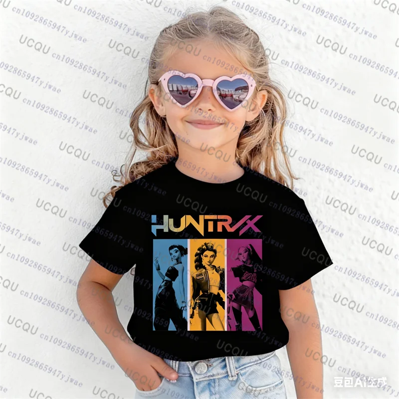 Kpop شيطان الصيادين الوالدين الطفل تي شيرتات قصيرة الاكمام لطيف Kpop شيطان الصيادين التي شيرت Harajuku موضة عادية القطن الاطفال التي شيرت