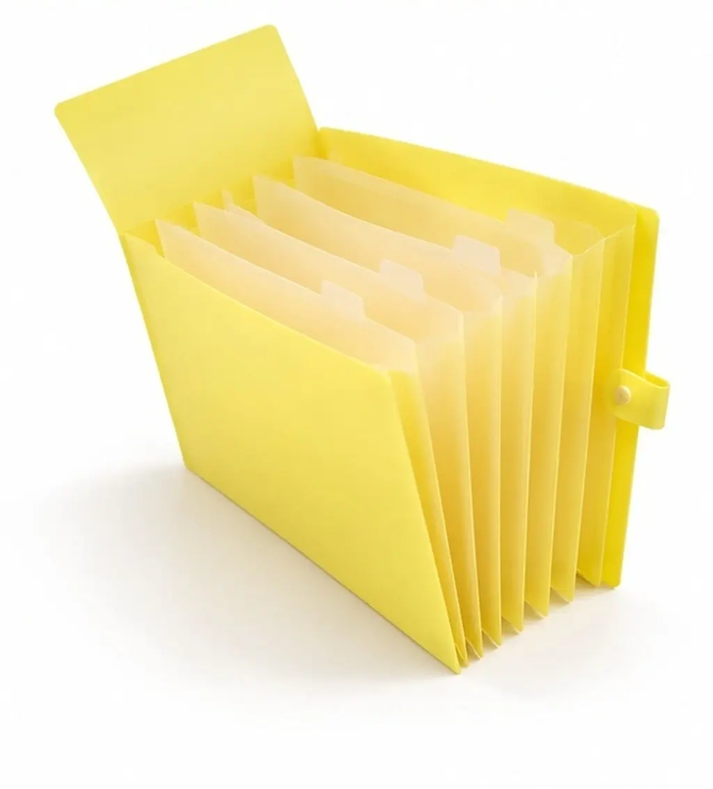 A4 5-Pocket Plastic Expanding Folder Snap Button Closure Dust Resistant Document Organizer for Office School Home Use