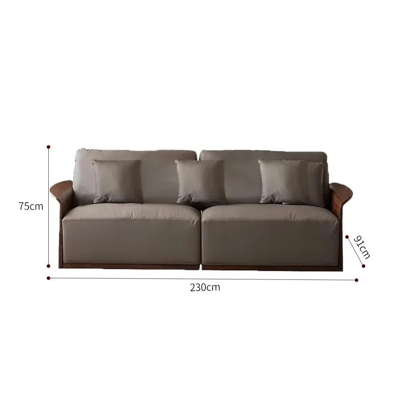 Wholesale Solid Black Walnut Wood 3 Seater Sofa Minimalist Modern Living Room Couch Factory Direct