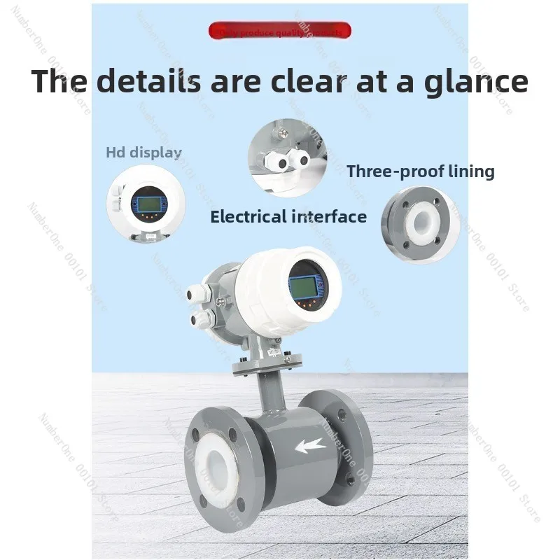 Integrated Pipe Intelligent Digital Display Electromagnetic Flowmeter Industrial Sewage Liquid Measuring Meter
