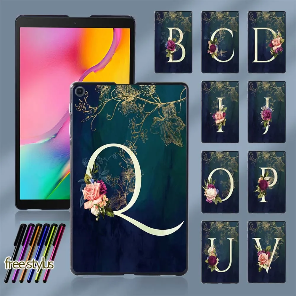 Initial Name Series Durable Tablet Case for Samsung Galaxy Tab A 8.0 (2019) T290 T295 Protective Shell + Free Stylus