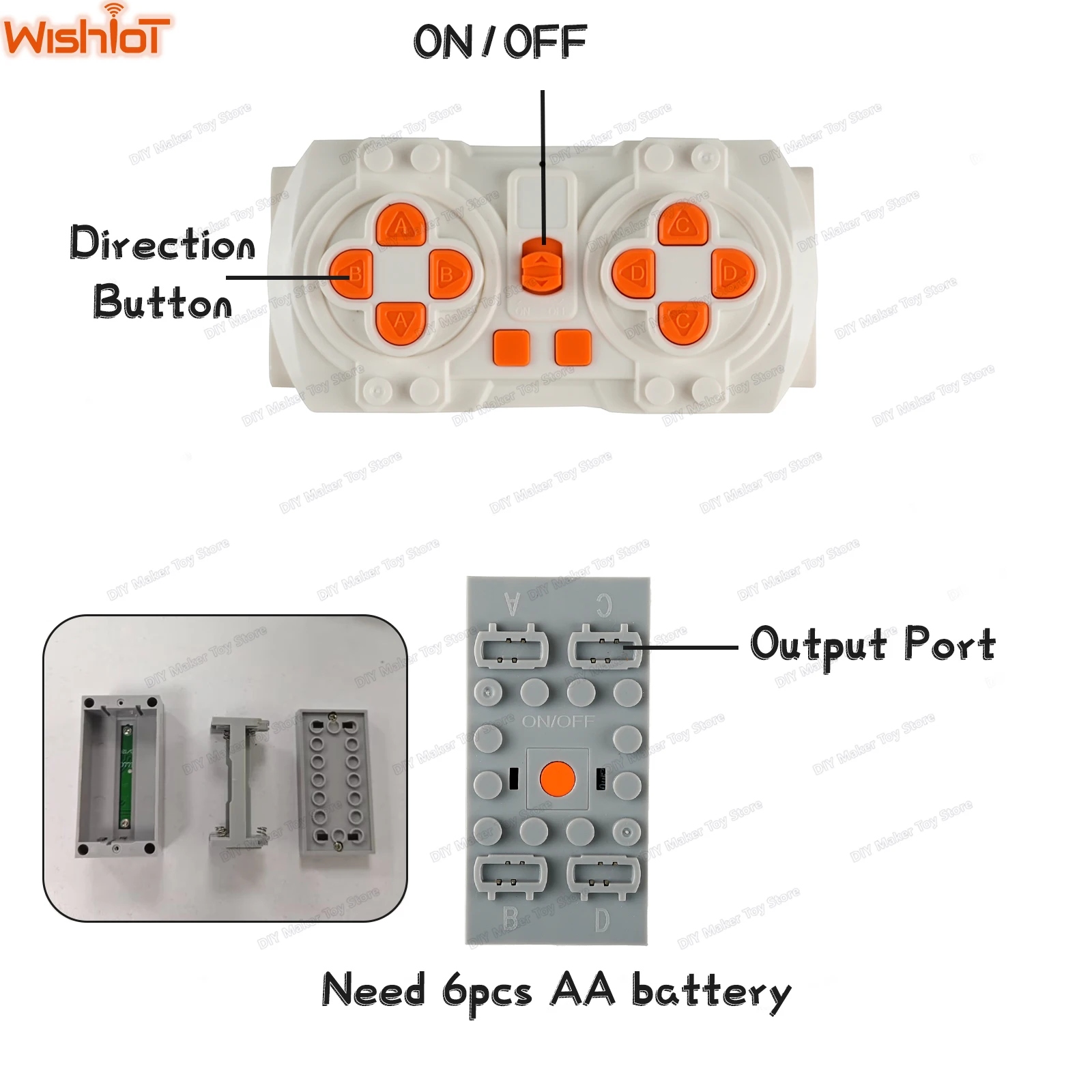 

MOC 8 Way Remote Control Kit AAA Battery Box Support APP Program Power Motors Speed Control for Building Blocks Modification
