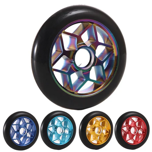 Ruedas de patinete de 110mm, repuesto con rodamientos, piezas de patinete acrobático de aluminio resistentes al desgaste, pieza de patinete de alta elasticidad, 1 ud.