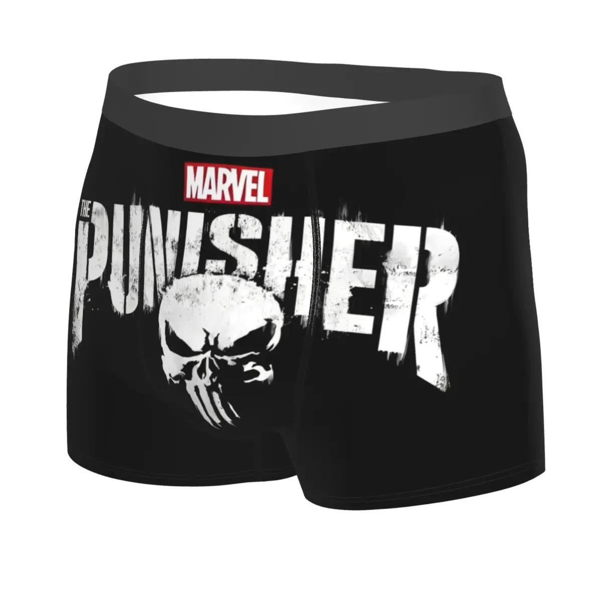 Pantaloncini boxer personalizzati con simbolo del teschio Punisher per uomo Design dei cartoni animati Mutandine intimo stampate in 3D Slip Mutande morbide
