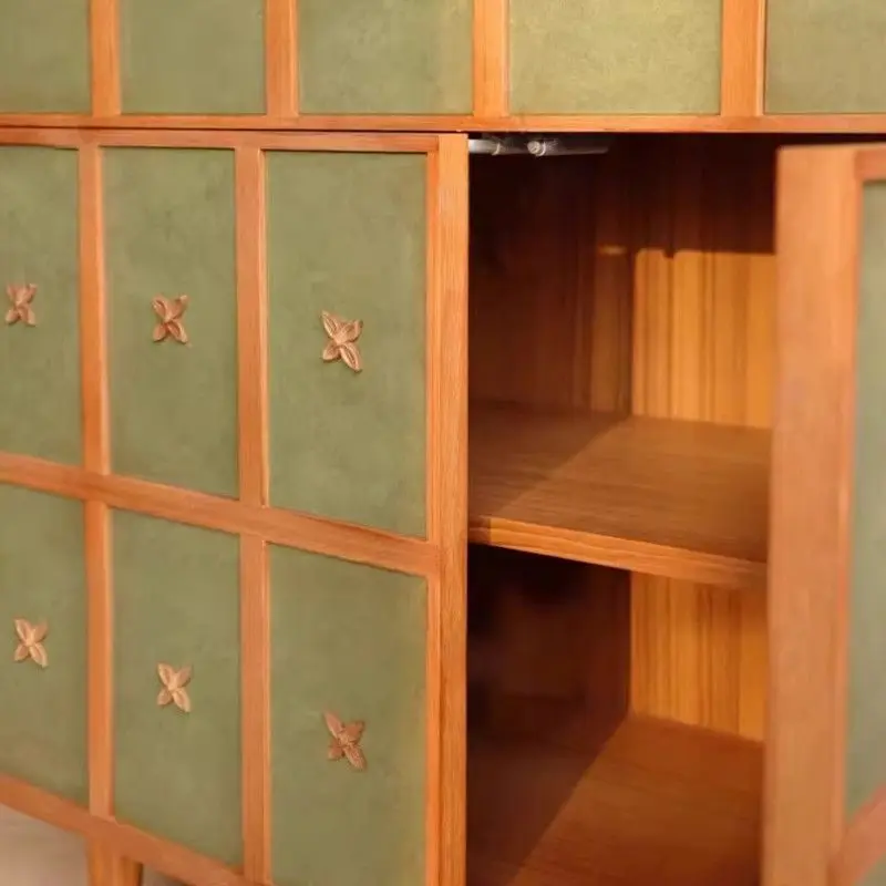 Cassettiera portaoggetti retrò in legno massello, soggiorno, camera da letto, piccolo appartamento, ripostiglio a parete integrato, armadietto laterale multispazio