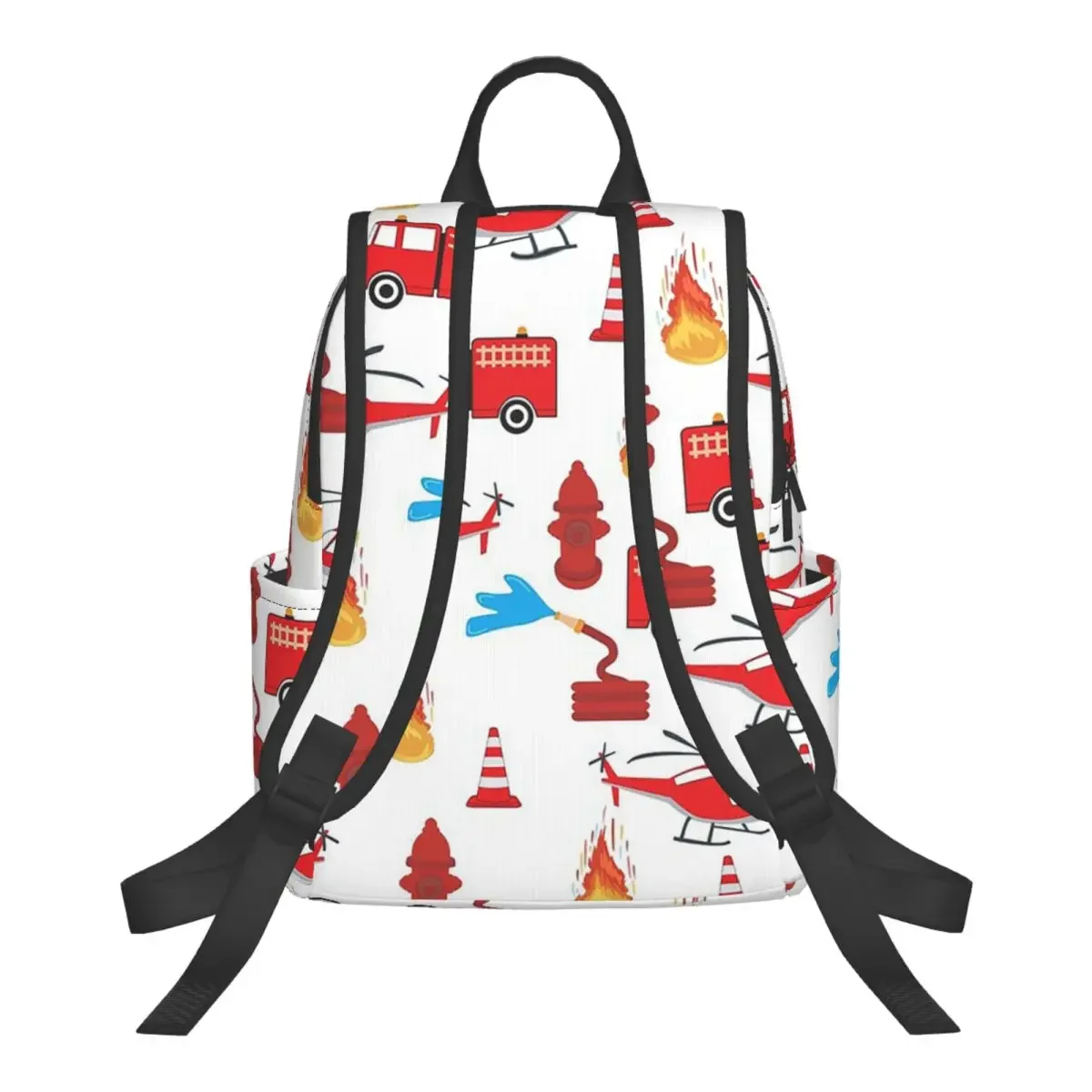 Red Transport Fire Truck Engine Brigade Student Backpack School Bag Hiking Travel Daypack for Boys Girls Bookbag Shoulder Bags