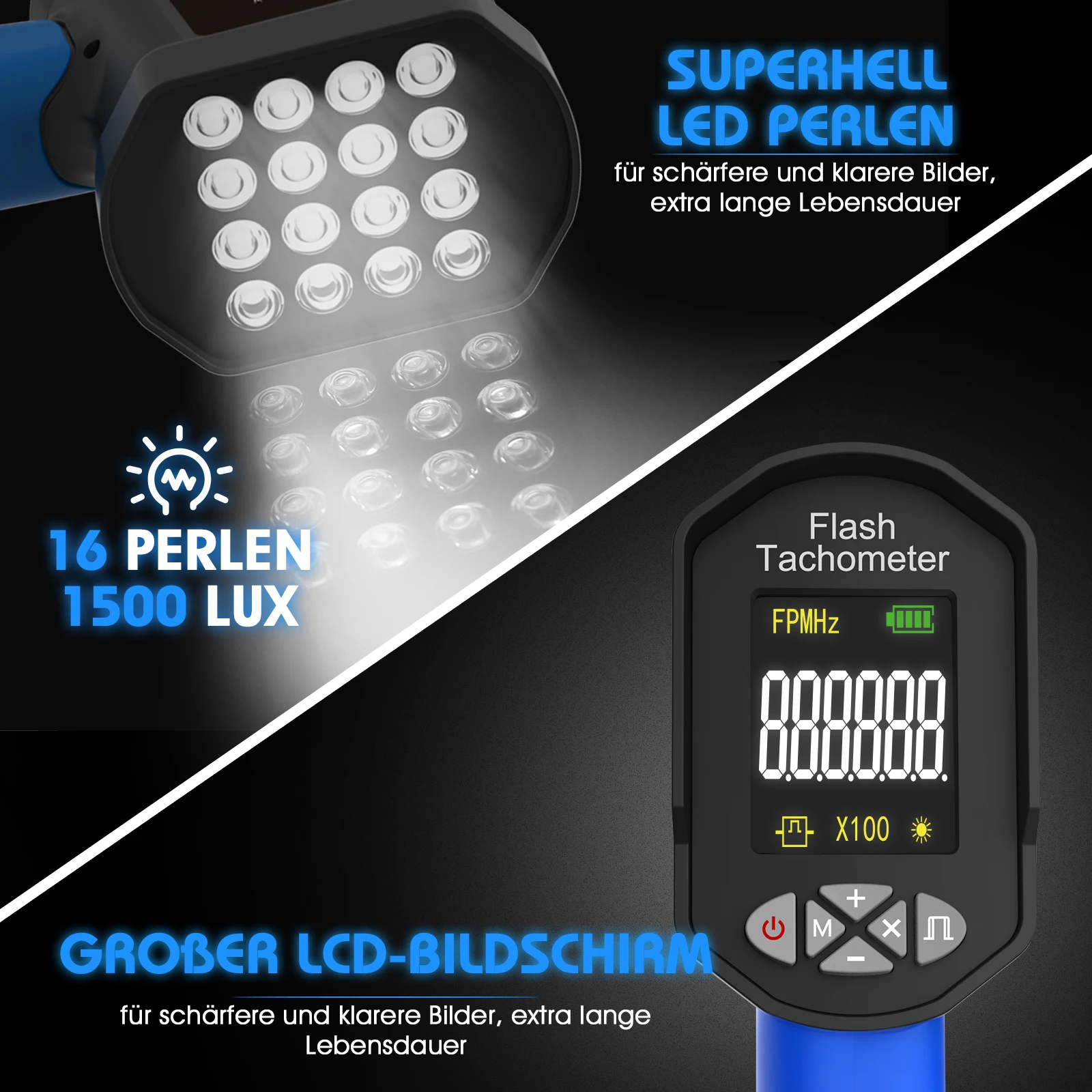 

0.001% High-Accuracy Digital Stroboscope with Lithium Battery, for Precise Rotational Speed Analysis
