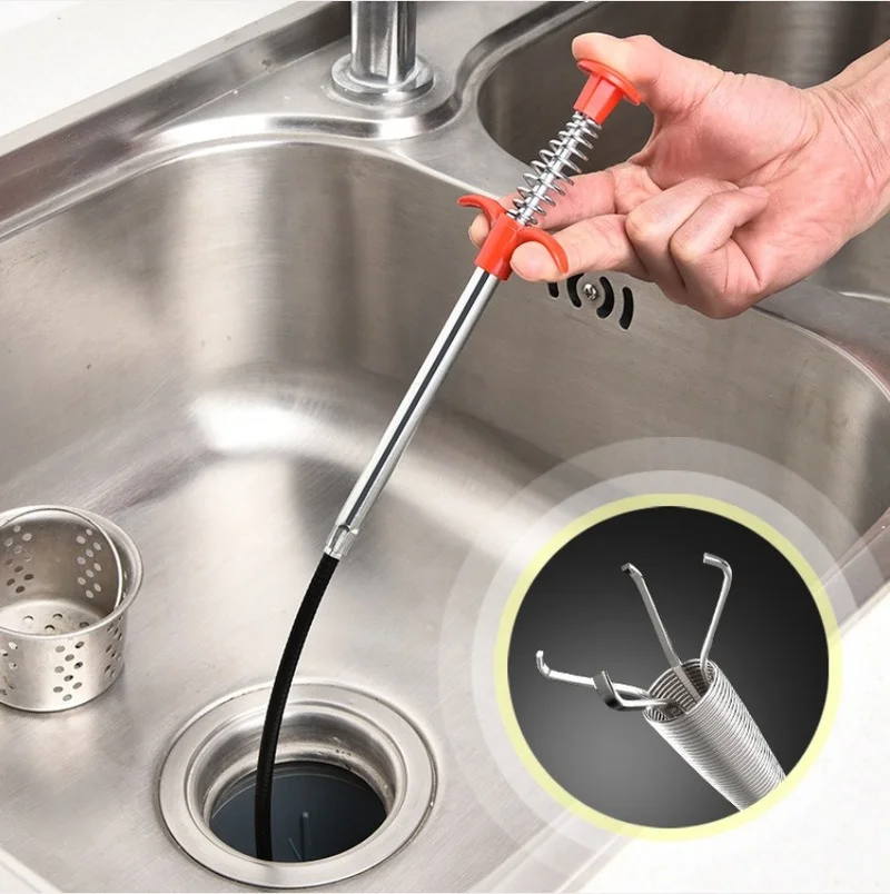 60cm Spring Pipe Dredging Tools Drain Cleaner Plumbers Snake Spring Pipe Unblocker Tool Dredge Tools Sink Sewer Toilet Cleaner