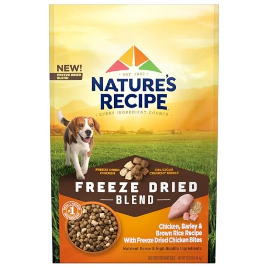 

Nature's Recipe Chicken Barley and Brown Rice Recipe Dry Dog Food with Freeze Dried Chicken Bites 10.5 lb Bag