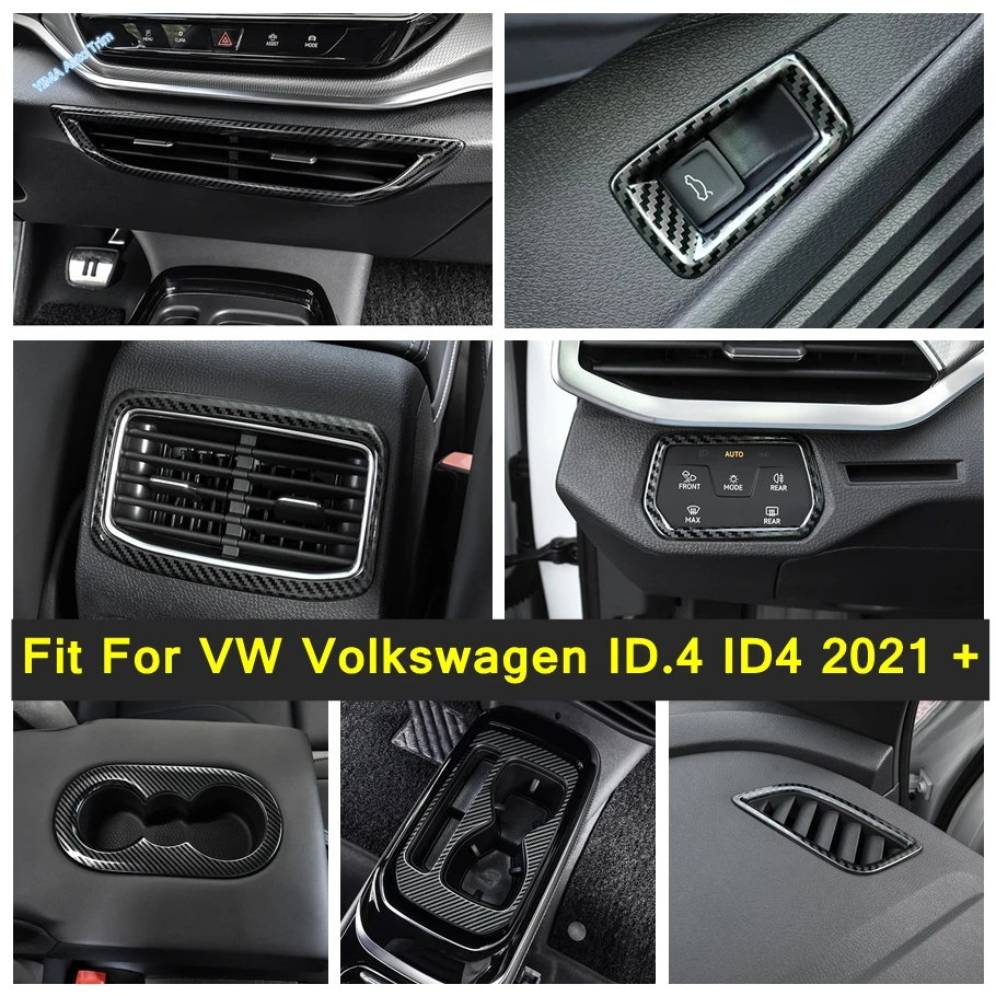 

Carbon Fiber Auto Head Light / Gear Panel / Central Air AC Vent Cover Trim For VW Volkswagen ID.4 ID4 2021 - 2024 Accessories