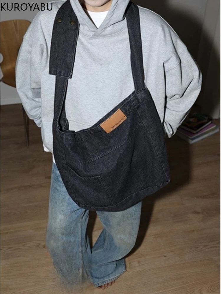 

Chic Denim Tote Handbags Large Capacity Lightweight Satchel Versatile Y2k Shoulder Bags Casual Travel Shopping Underarm Bags