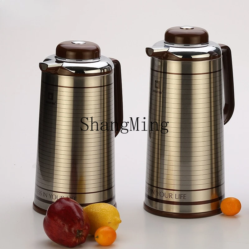 

CL New Home Striped Thermal Insulation Pot Household Large Capacity Glass Liner Warm Pot Household Office Warm Bottle Hot Bottle