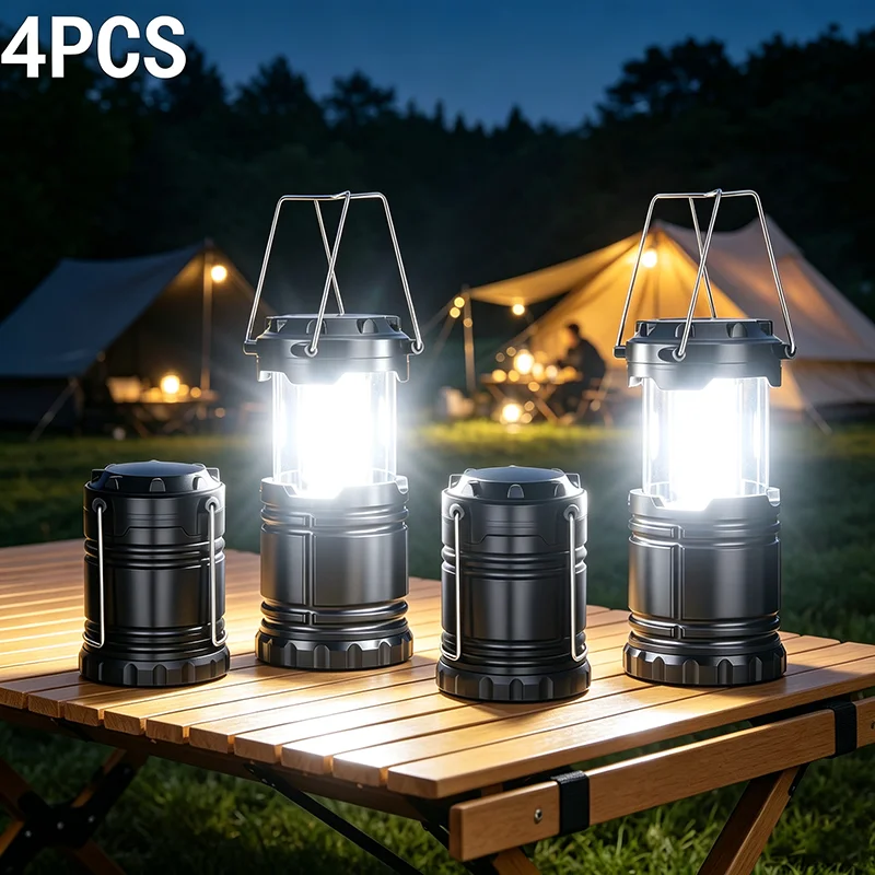 1/2/4Pcs LED Camping Lantern with Foldable Design Battery Operated Portable Flashlights for Camping Outdoor Activities Home Use