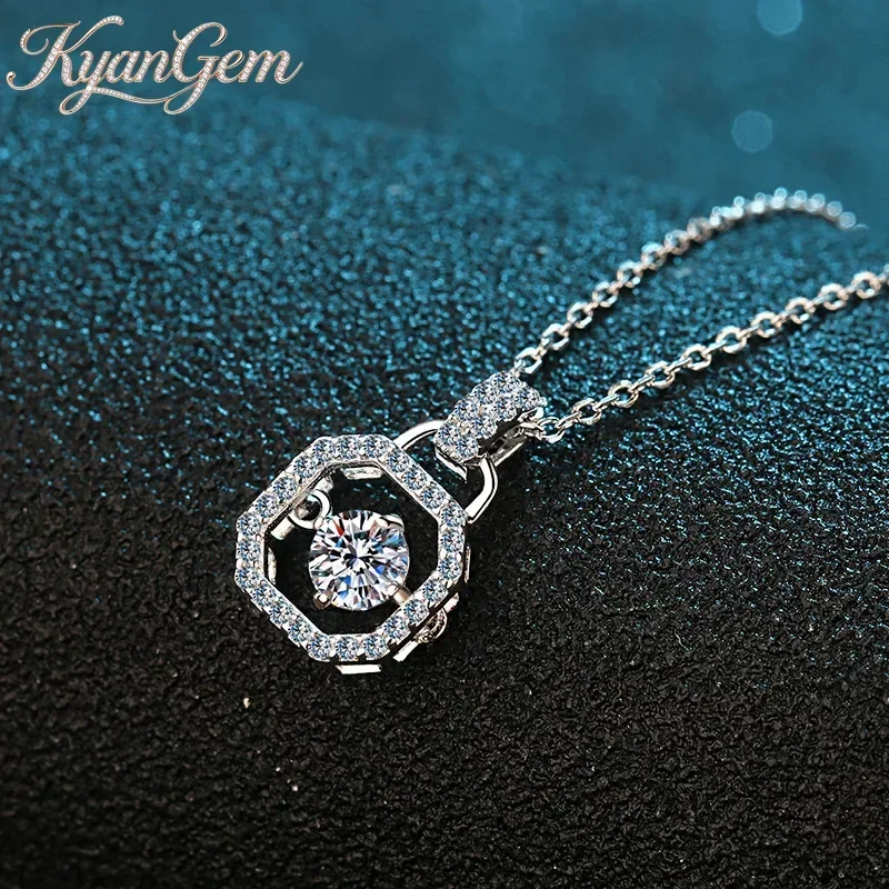 KyanGem 18K Gold Inlaid Diamond Necklace 0.3 Carat Moissanite Backpack Collarbone Chain Smart Pendant Fashionable and Simple