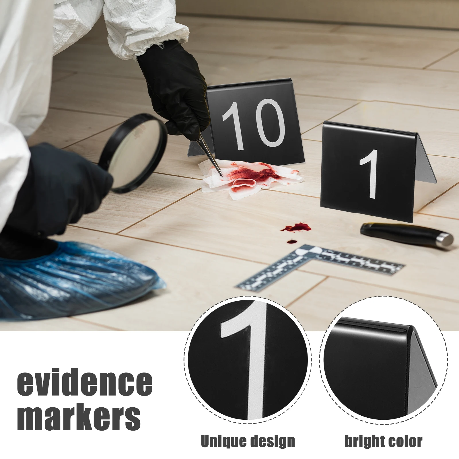 

10 pcs Triangle Number Markers Acrylic Crime Scene Evidence Table Sign Design For Theme Party Number Marker Multipurpose