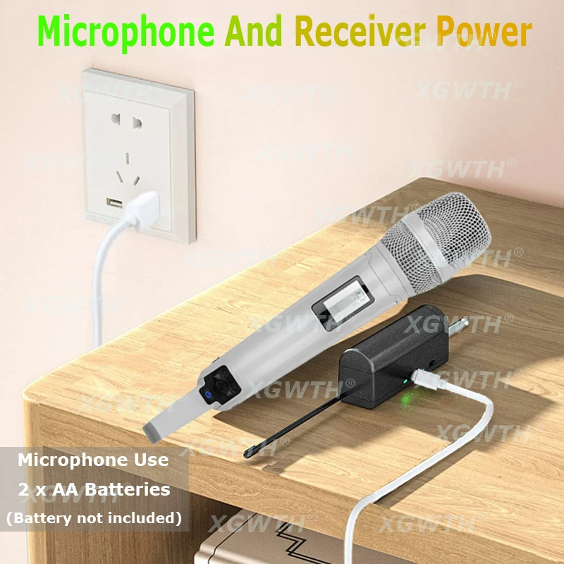 Imagem -02 - Uhf Wireless Handheld Dynamic Mic Karaoke System Skm9000 Receptor Recarregável dj Estúdio Alto-falante Amplificador Mixer