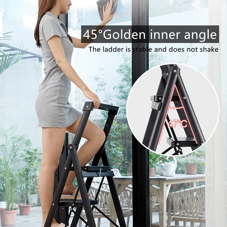 3/4 Step Ladders Carbon Steel Folding Ladder Multifunction Ladder Width Pedal Stairs Portable Step Stool Household Ladders