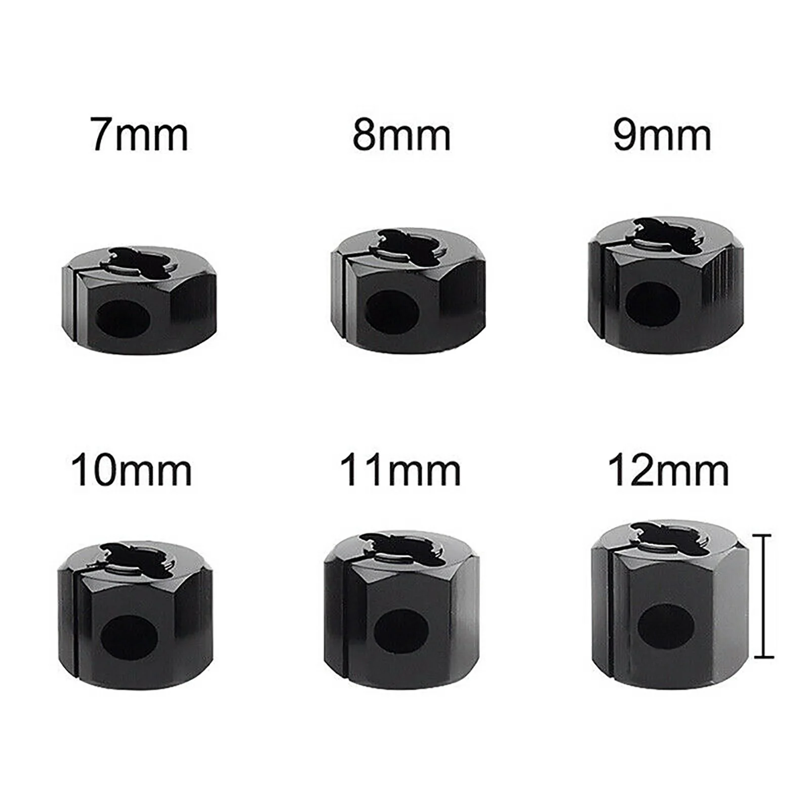 Aluminum 7/8/9/10/11/12mm Adapter Hex 12mm Drive Hub with Pin Screws for RC Auto Track Truck 1/10 Axial SCX10 90046 Tamiya MST