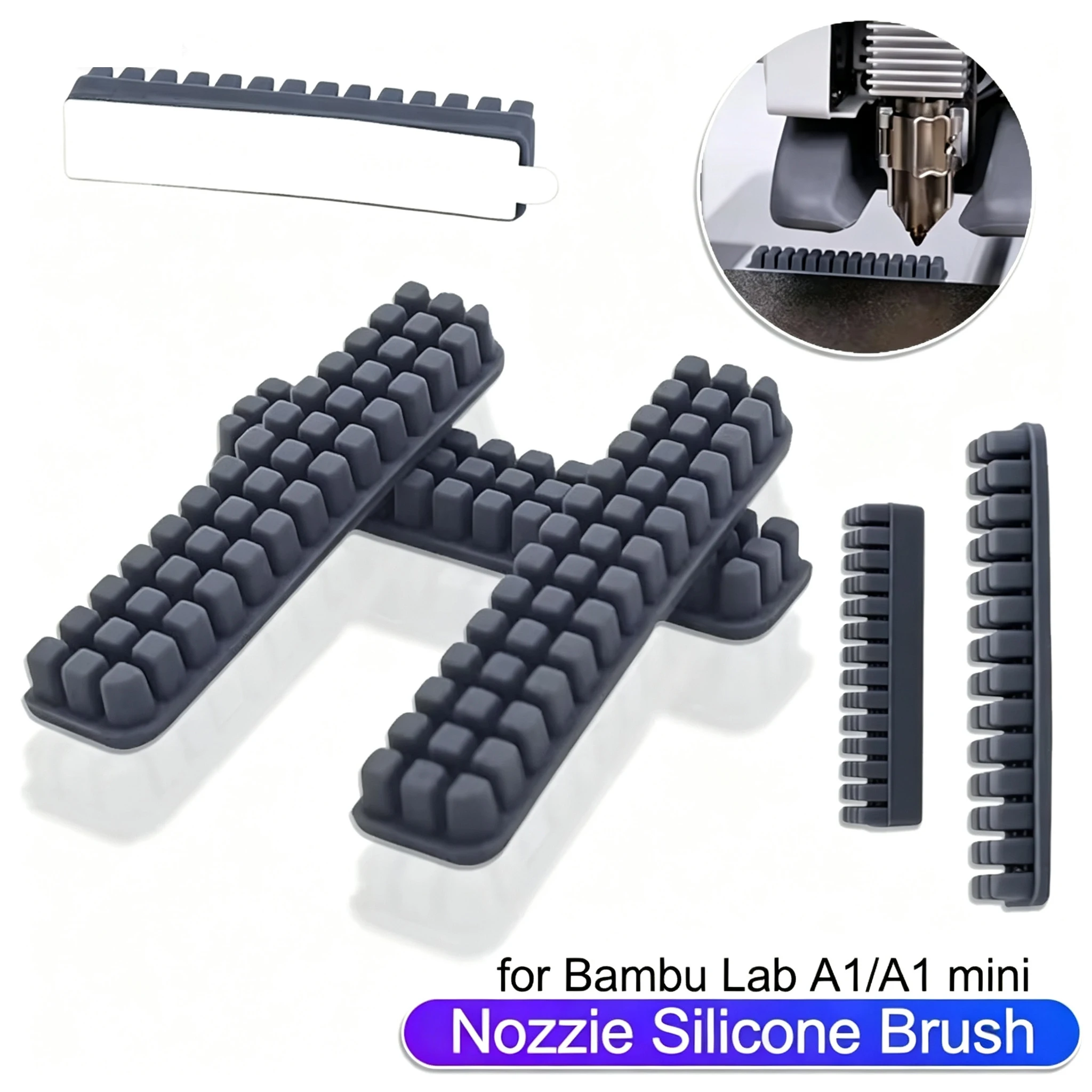 For Bambu Lab A1 Mini Nozzle Wiper Nozzle Brush Silicone Brush Hotbed Mounted For Bambu Lab 3D Printers Lab A1 Mini Accessories