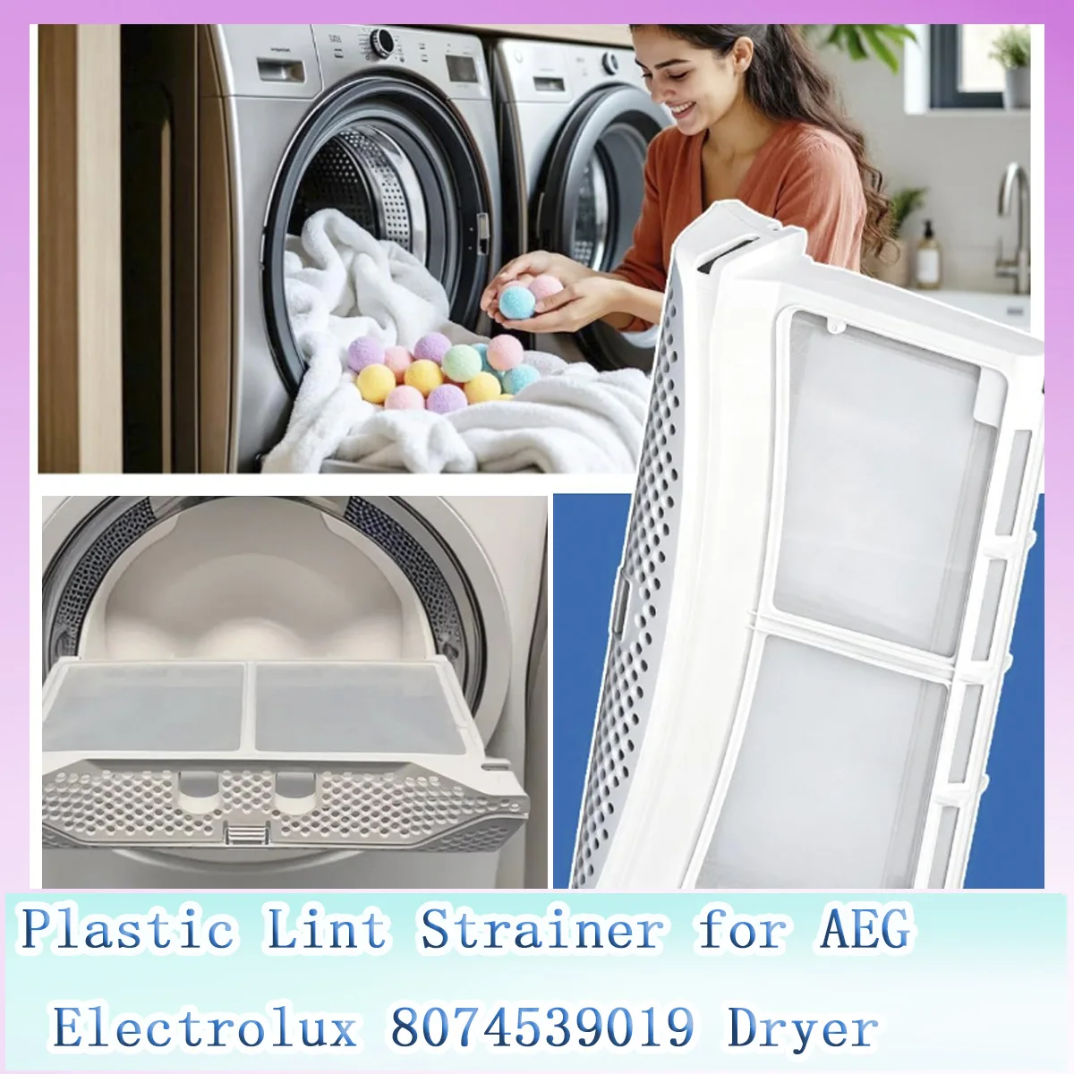 Lint Filter For AEG Electrolux 8074539019 Dryer, Plastic Strainer Reduces Drying Time Replacement Part