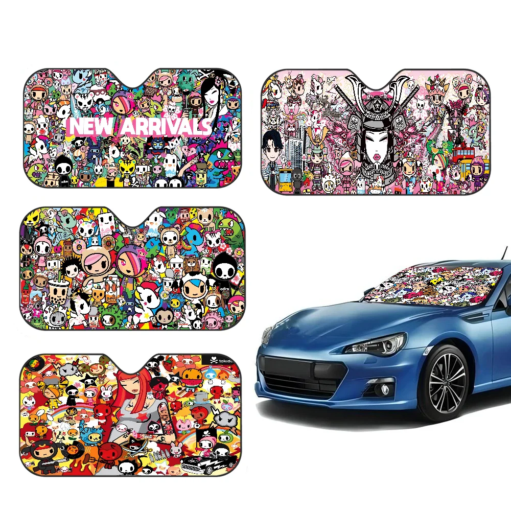 

Japan Cute T-tokidoki Car Windshield Funny Sun Shade Foldable UV Ray Sun Visor Protector Sunshade For Front Window