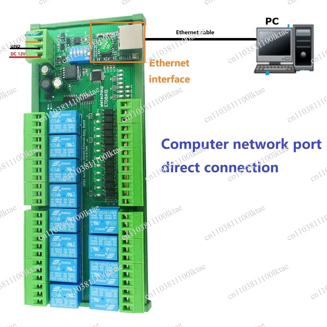 2 IN1 DC 12V/24V 12 Channel DIO Ethernet/RS485 Relay Switch Module Modbus RTU TCP/IP Network Controller PLC Expansion Board