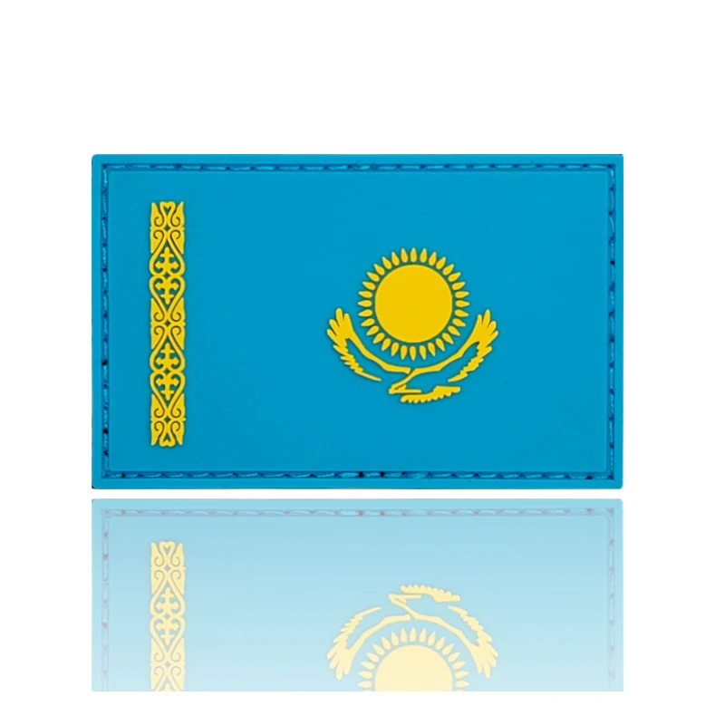 Kazakhstan Flag PVC Embroidered Armband Rubber Patch Military Tactical Patch Clothing Personality Accessories Sticker 7*5cm