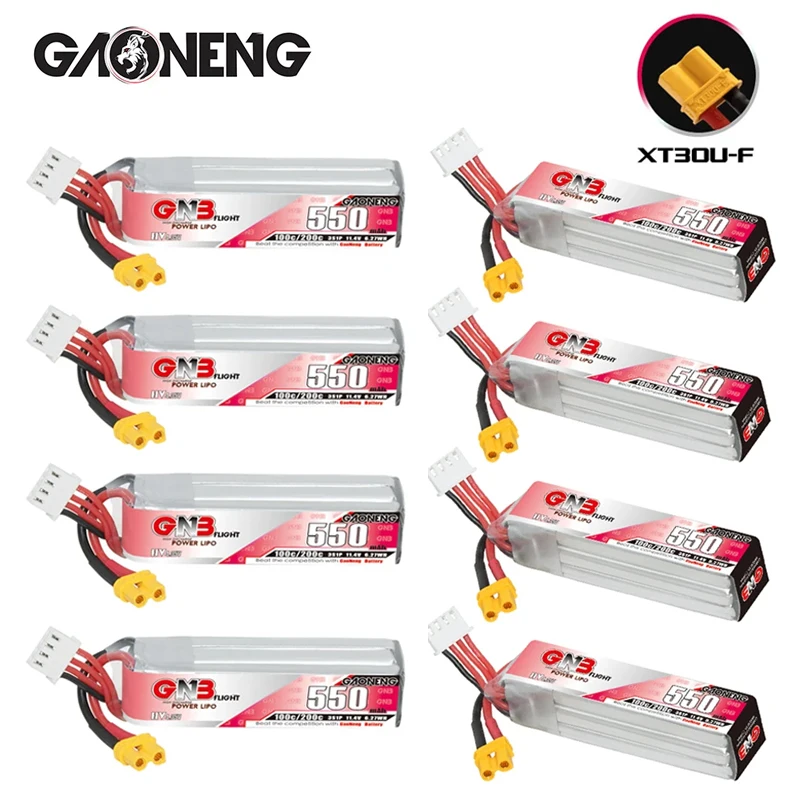 GNB-Batterie Lipo HV 11.4V 550mAh 100c/200c pour hélicoptère RC, quadrirotor FPV, importateur de course, pièces de rechange avec compte 30 3s