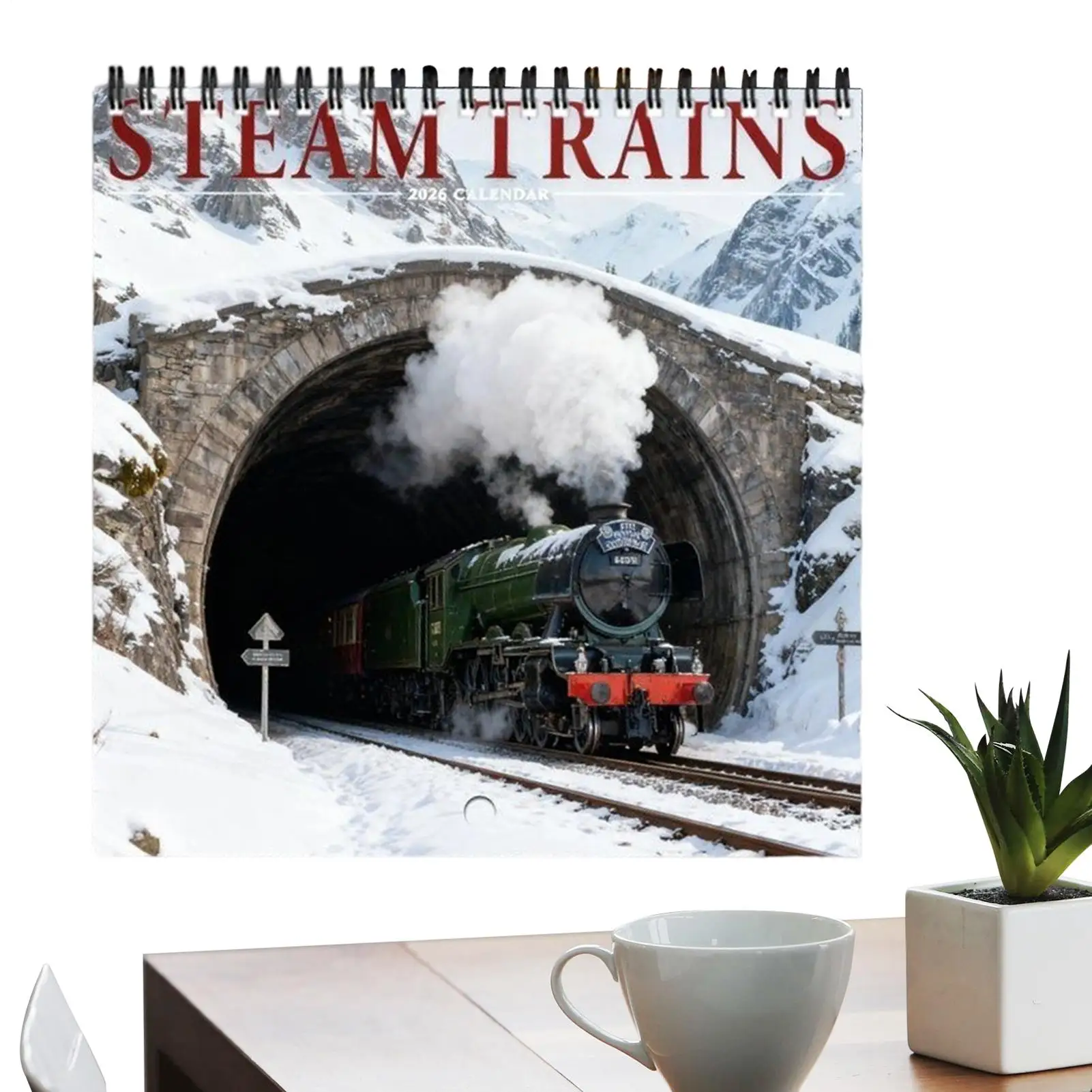 2026 Steam Train Calendar Steam Trains Wall Planner Retro Landscape Wall Calendar 12 Printing Monthly Calendar Home Decoration