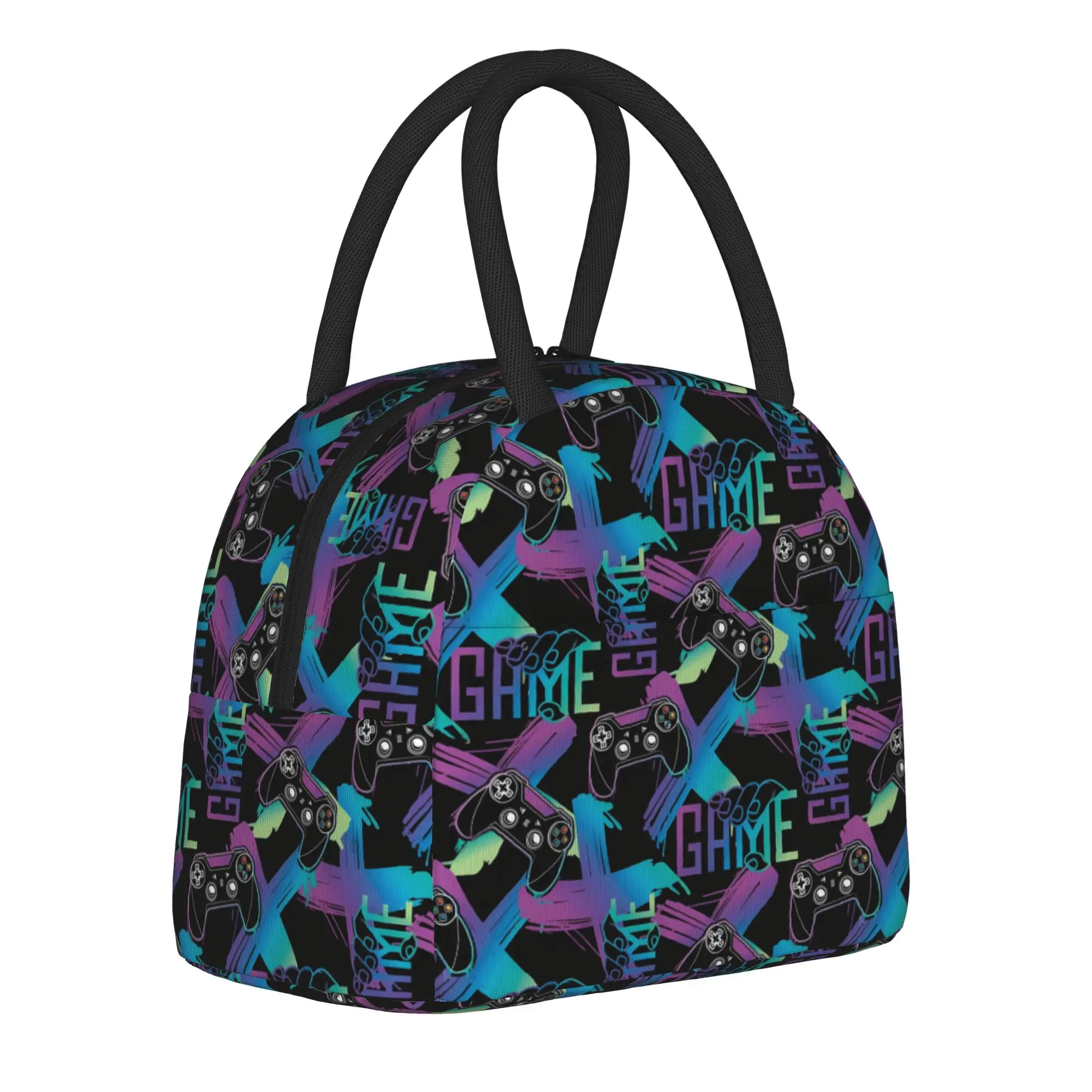Video Game Gaming Controller Insulated Lunch Bags Cooler Bag Reusable,Meal Container  Large Lunch Box Tote Food Storage Bags