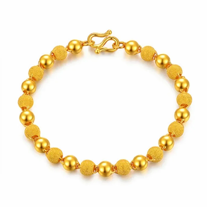 Pulsera de oro de 24k para mujer, brazalete de oro auténtico de 24k, ajustable, 3D, regalo de moda, 9999