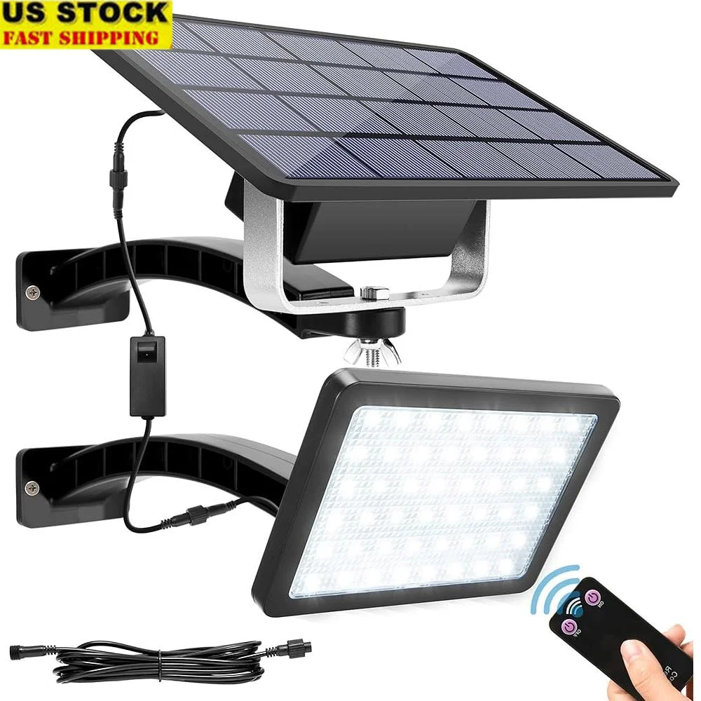 1000 Lumen 48 LED Solar Light Outdoor Remote Control Dusk to Dawn Solar Panel Kit with 5500mAh Battery Waterproof Garden Pathway