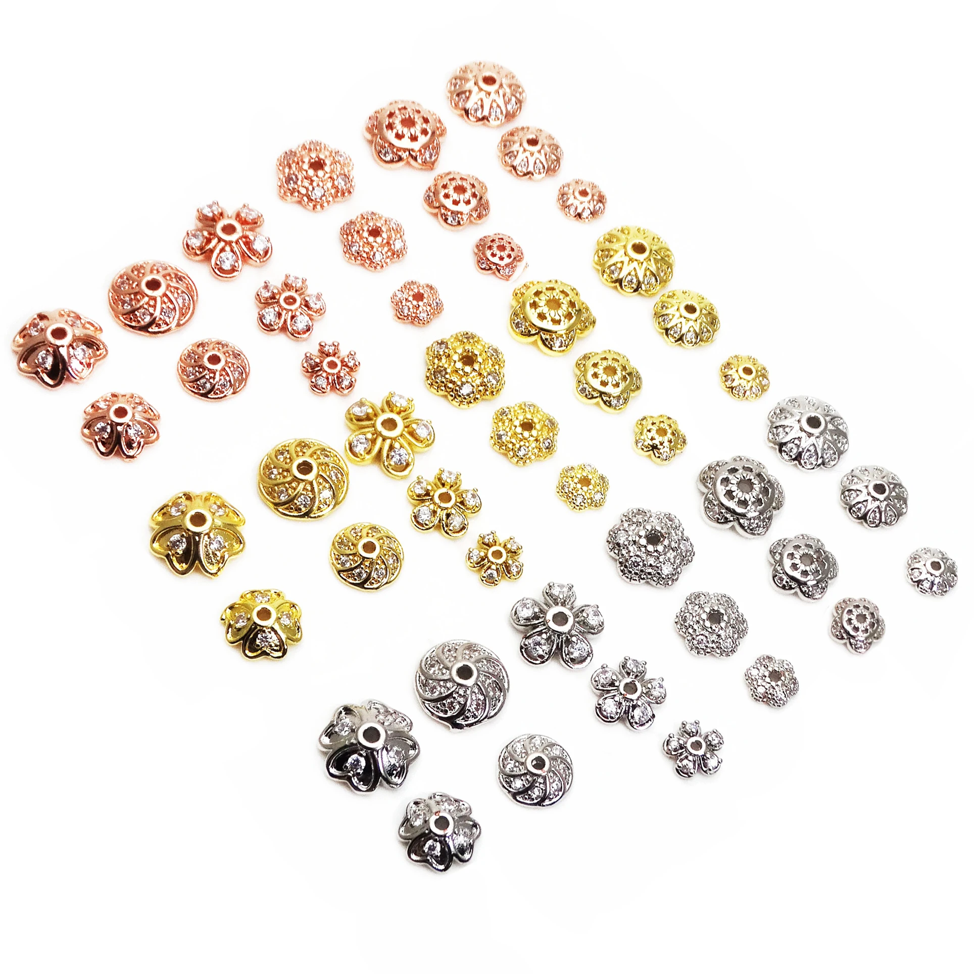 Making Supplies High Quality Zircon-inlaid Crystal Leads Caps Bracelet With rose gold plated and copper spacer beads B