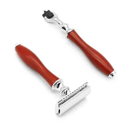 Triple Blade Safety Razor And Double Edge Safety Razor With Pure Wooden Handle