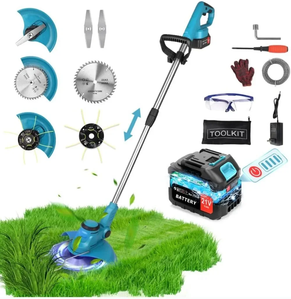 

8-12 inch 21V Cordless String Trimmer with Battery and Charger, 3000mAh，Extra Spool，Battery Operated