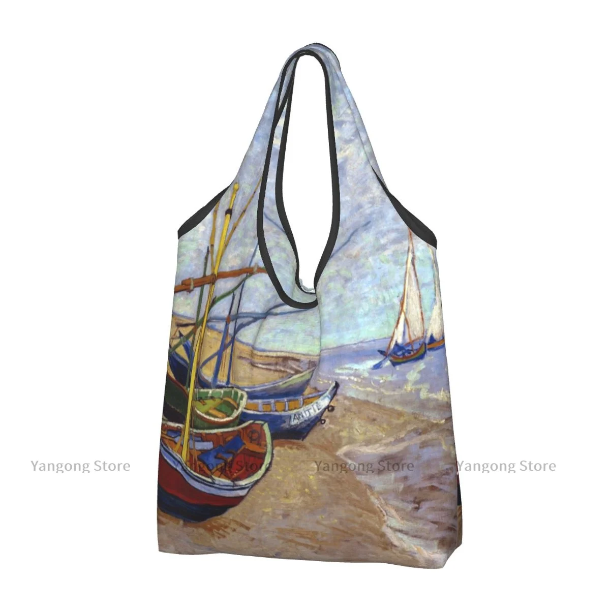 Shopping Bag Vincent Van Gogh Post Impressionist Eco-friendly Folding Reusable Portable Shoulder Handbag for Travel Grocery Bag