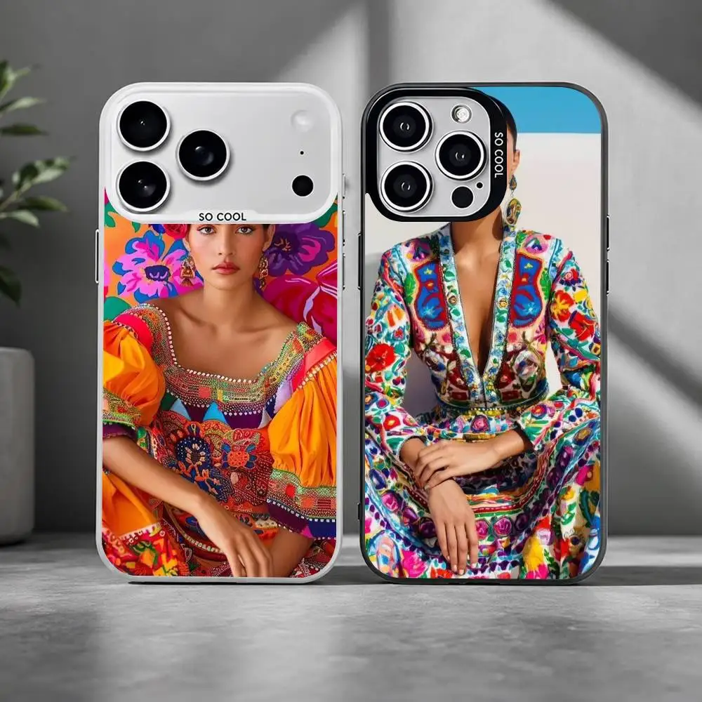 

Mexico fashion art Phone Case For iPhone 17,16,15,14,13,12,11 Plus,Pro Max,XS,Colorful Silver Cover