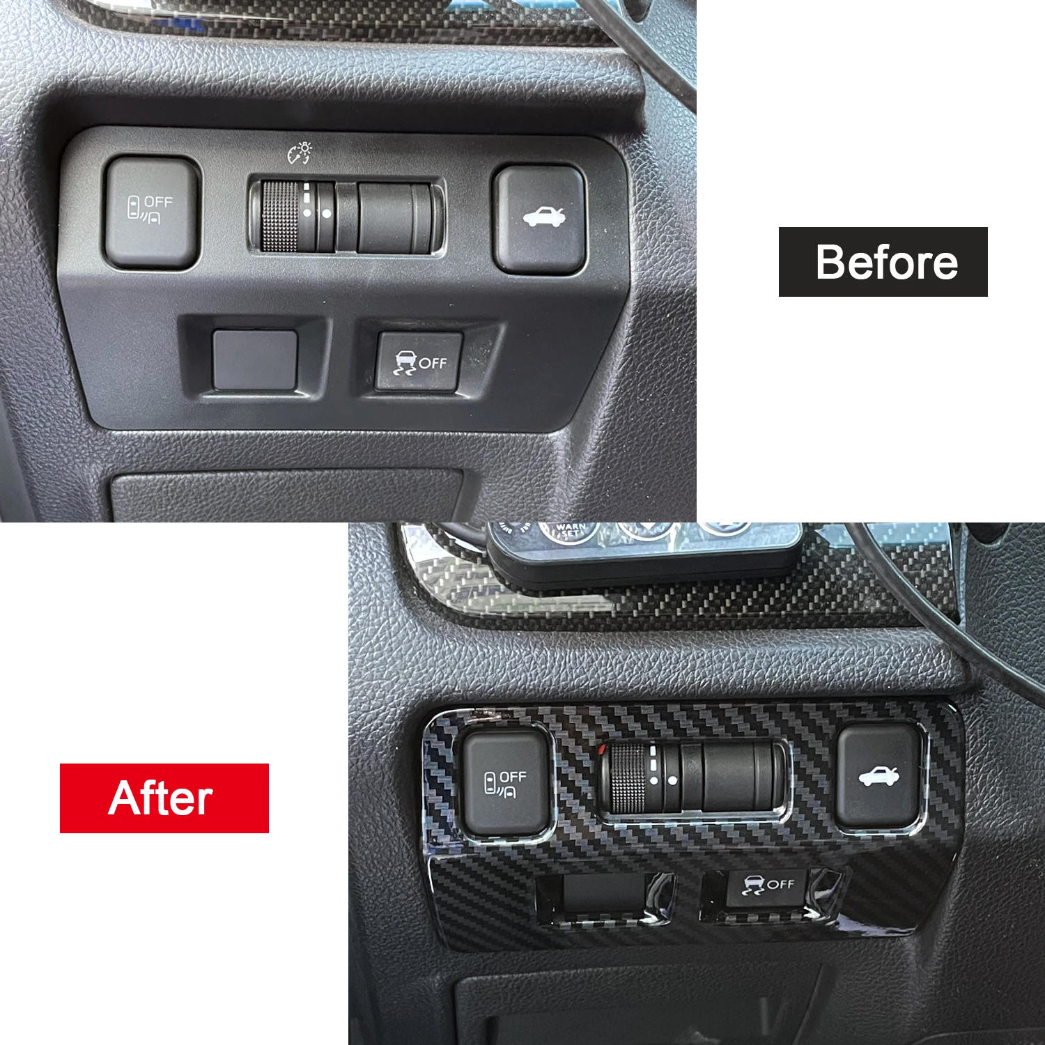 Car Accessories for Subaru WRX STi 2014-2020 ABS Carbon Fiber Printed Interior Head Light Switch Adjust Cover Trim 1pcs view 6