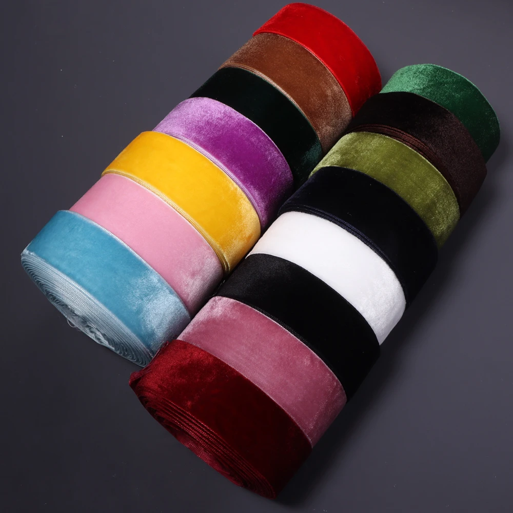 5/10 Yards 6/10/15/25/32/38mm Einseitiges Samtband für Handgemachte Schleifen, Blumensträuße, Geschenkverpackungen, DIY Weihnachts- und Partydekoration – Detail 6