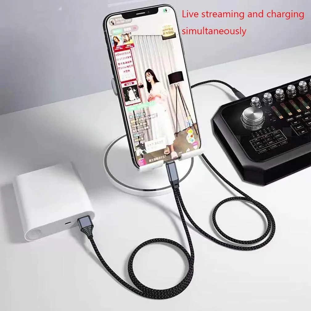 Type C Sound Converters with HiFi Sound Card for Music Streaming and Live Broadcasting USB Fast Charging OTG Adapter  ﻿