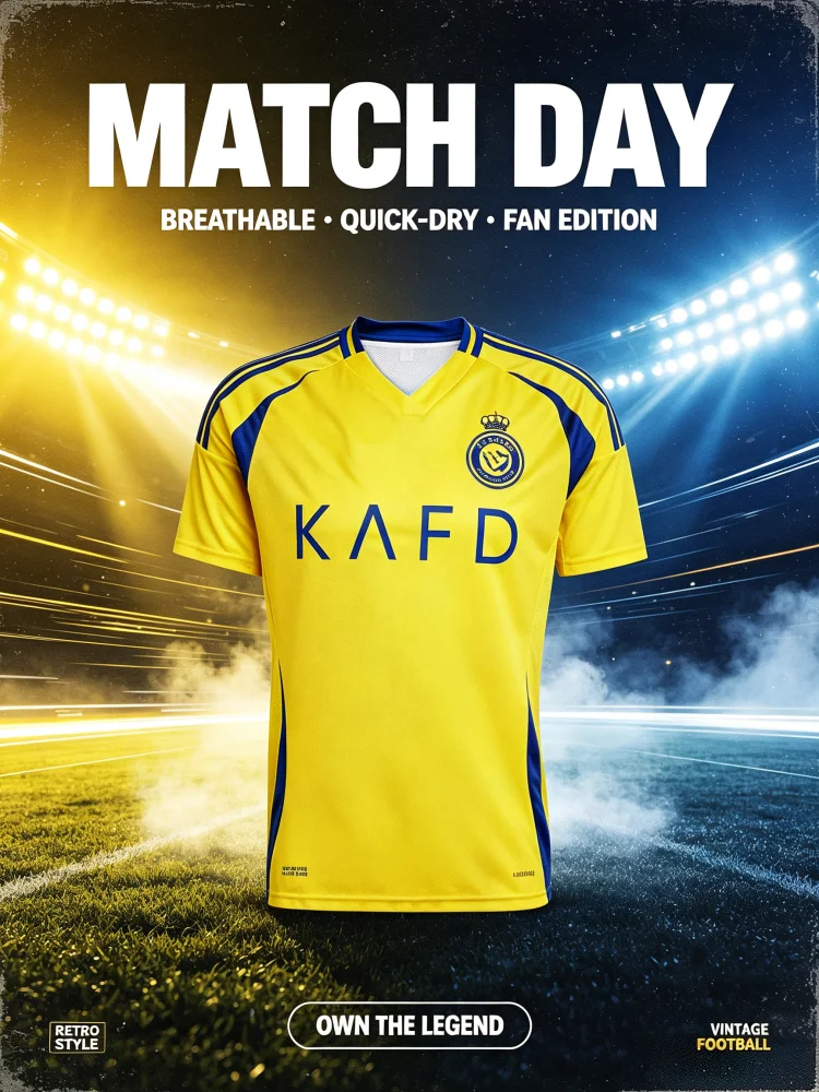 Saudi Arabia Nassr-styles Football Jersey Short Sleeve Soccer T-Shirt Quick‑Dry Fans Version Sport Uniform Tops Family Kids Tees