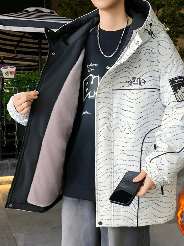 

2026 New Autumn Winter Thiened Fce Lined Jaet for Teenage Boys High School Students Urban Faion Windbreaker Coat