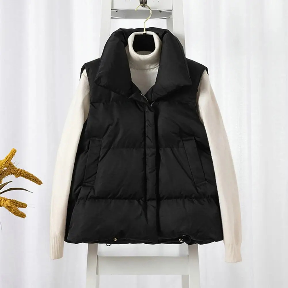 Thickened Vest Coat Outwear Thickened Vest Coat with Stand Collar Zipper Placket Pockets Autumn Winter Women's Fashion Women