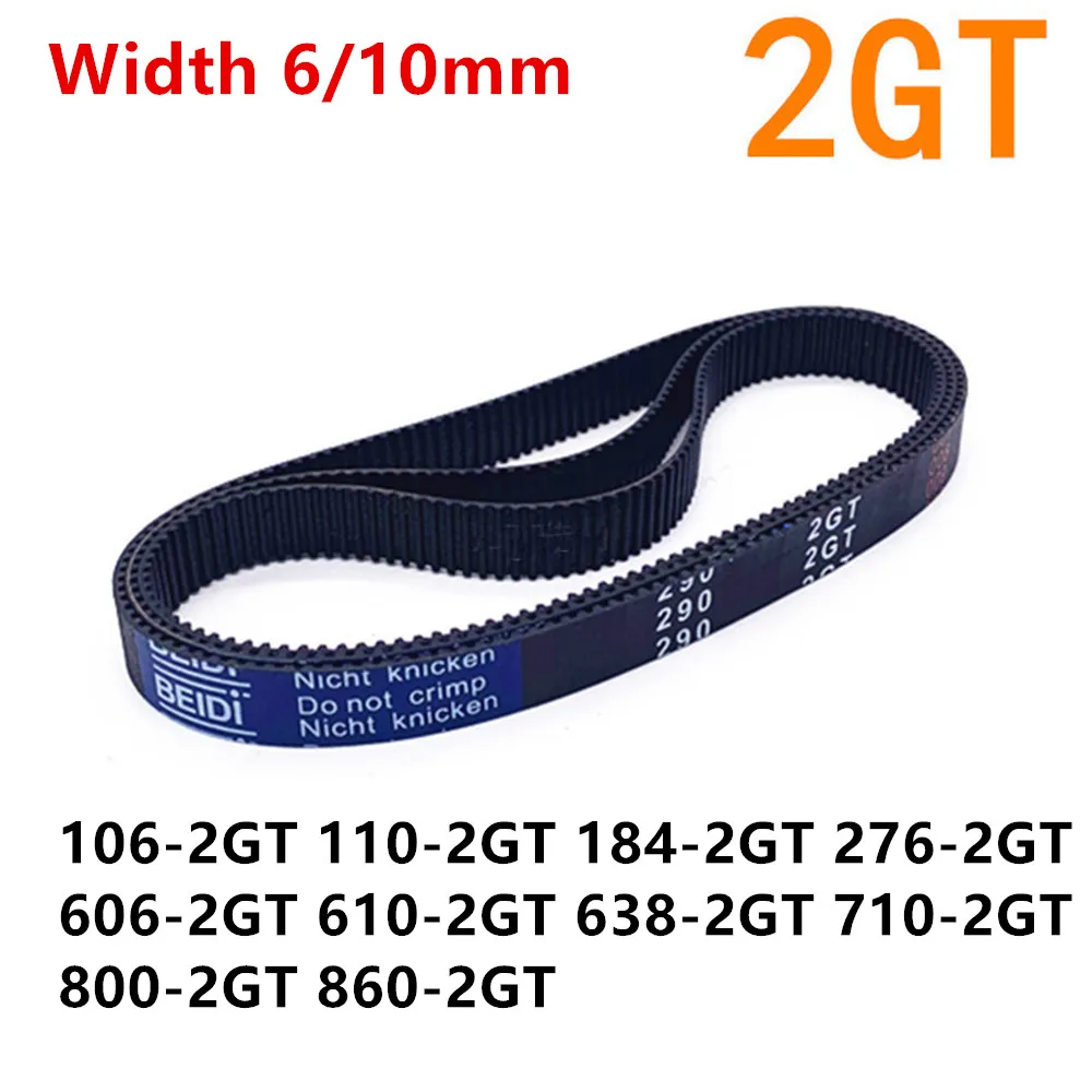 

1pcs GT2 Width 6mm 10mm Closed Loop Rubber Timing Belt 106 110 184 276 606 610 638 710 800 860mm 2GT 3D Printer Parts